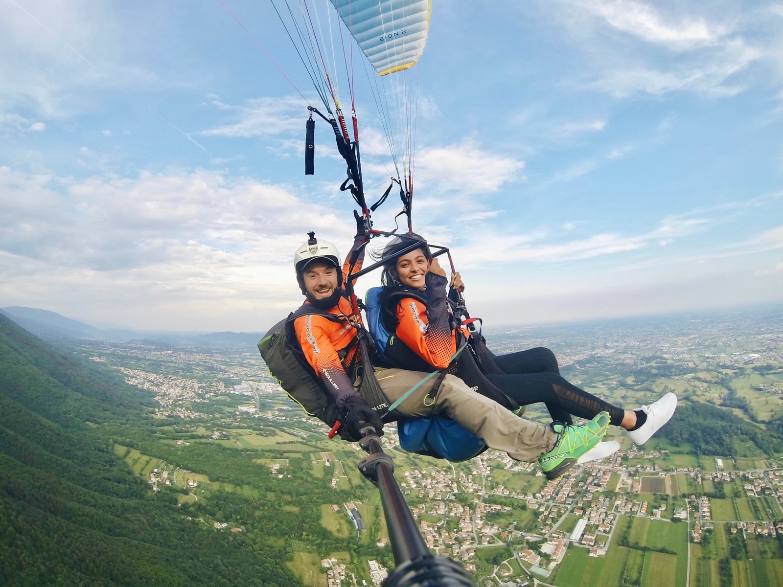 Student paragliding in Italy