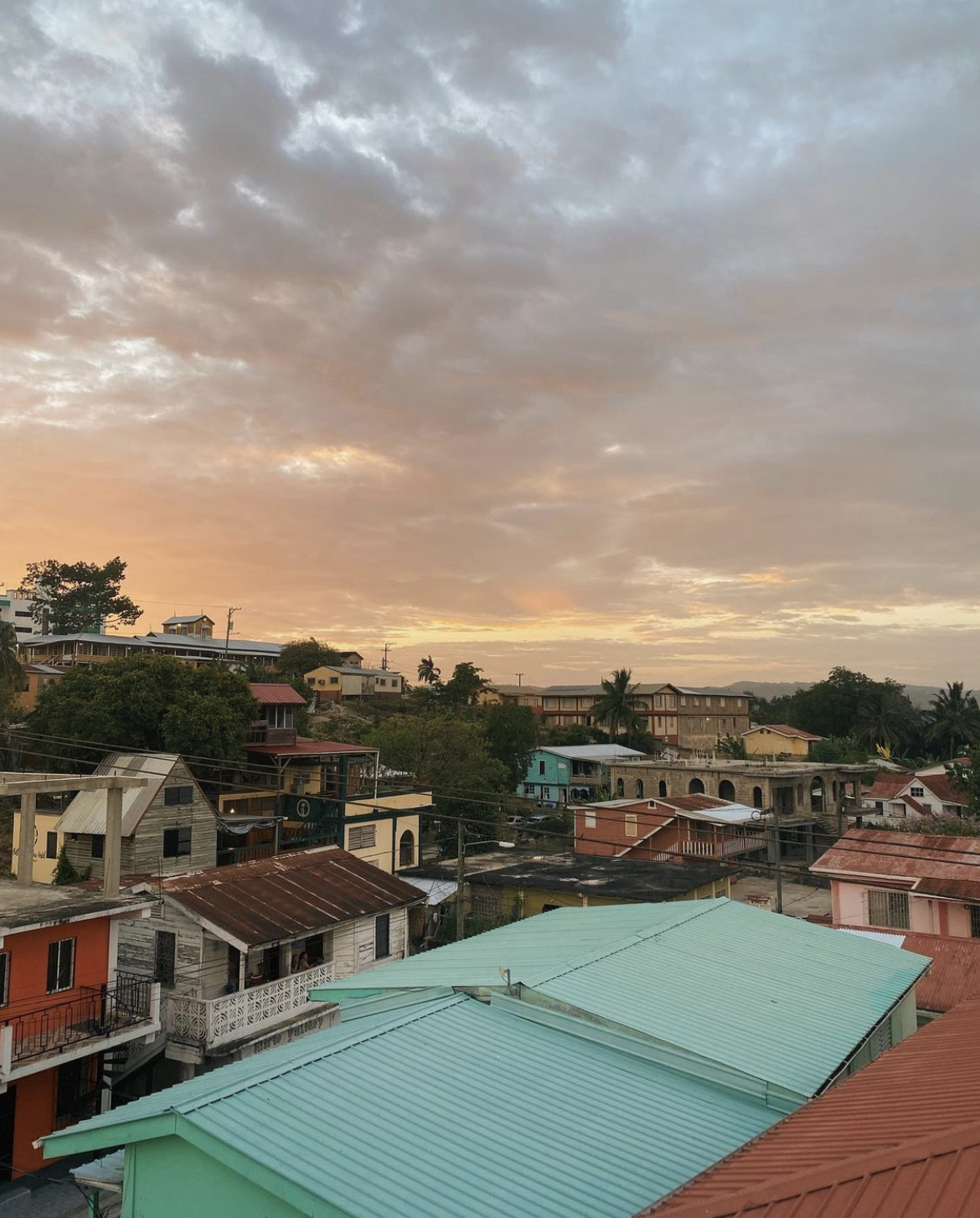 Rooftop view of Belize at sunset
