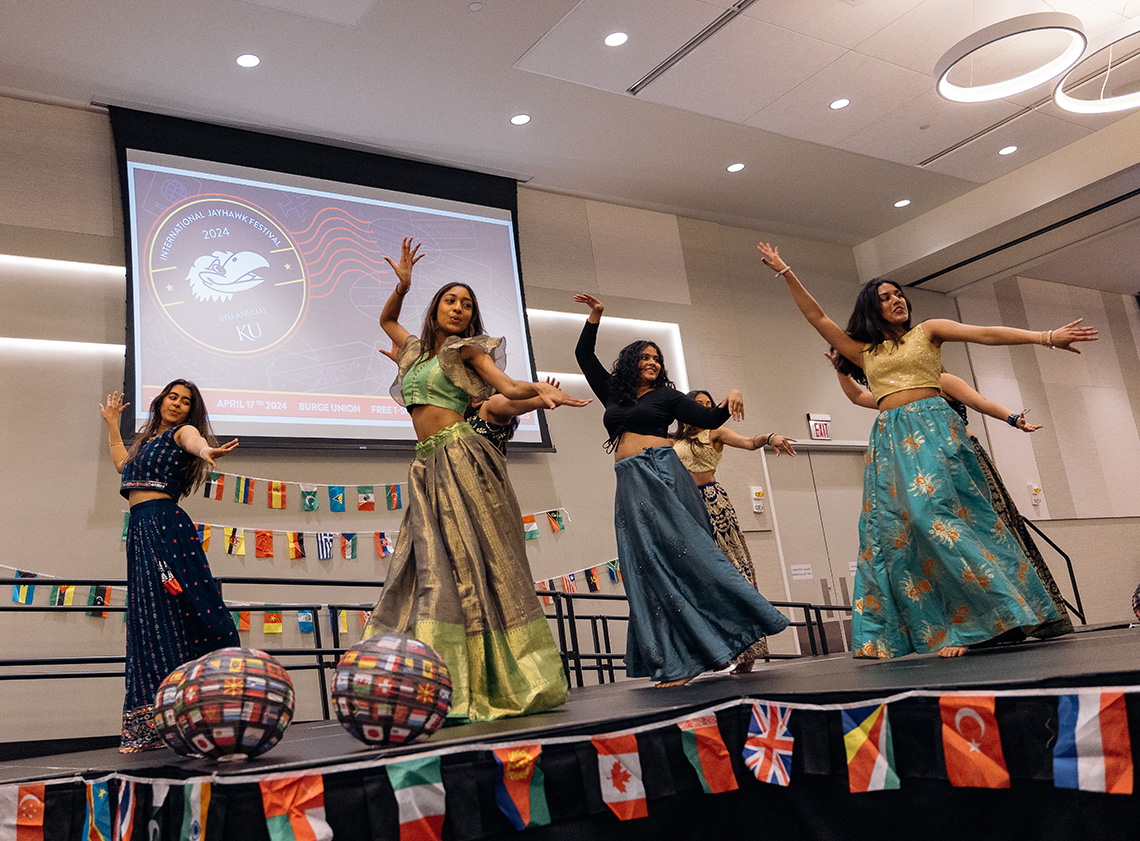 The South Asian Dance team performing at the 8th Annual International Jayhawk Festival