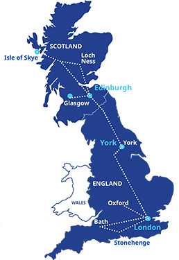 Locations visited during the British Summer Institute