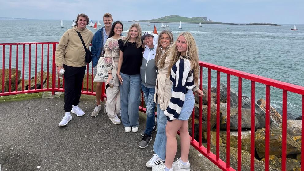 Brooke and other study abroad students at the Brighton Palace Pier