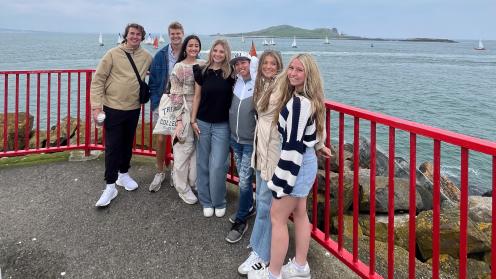 Brooke and other study abroad students at the Brighton Palace Pier